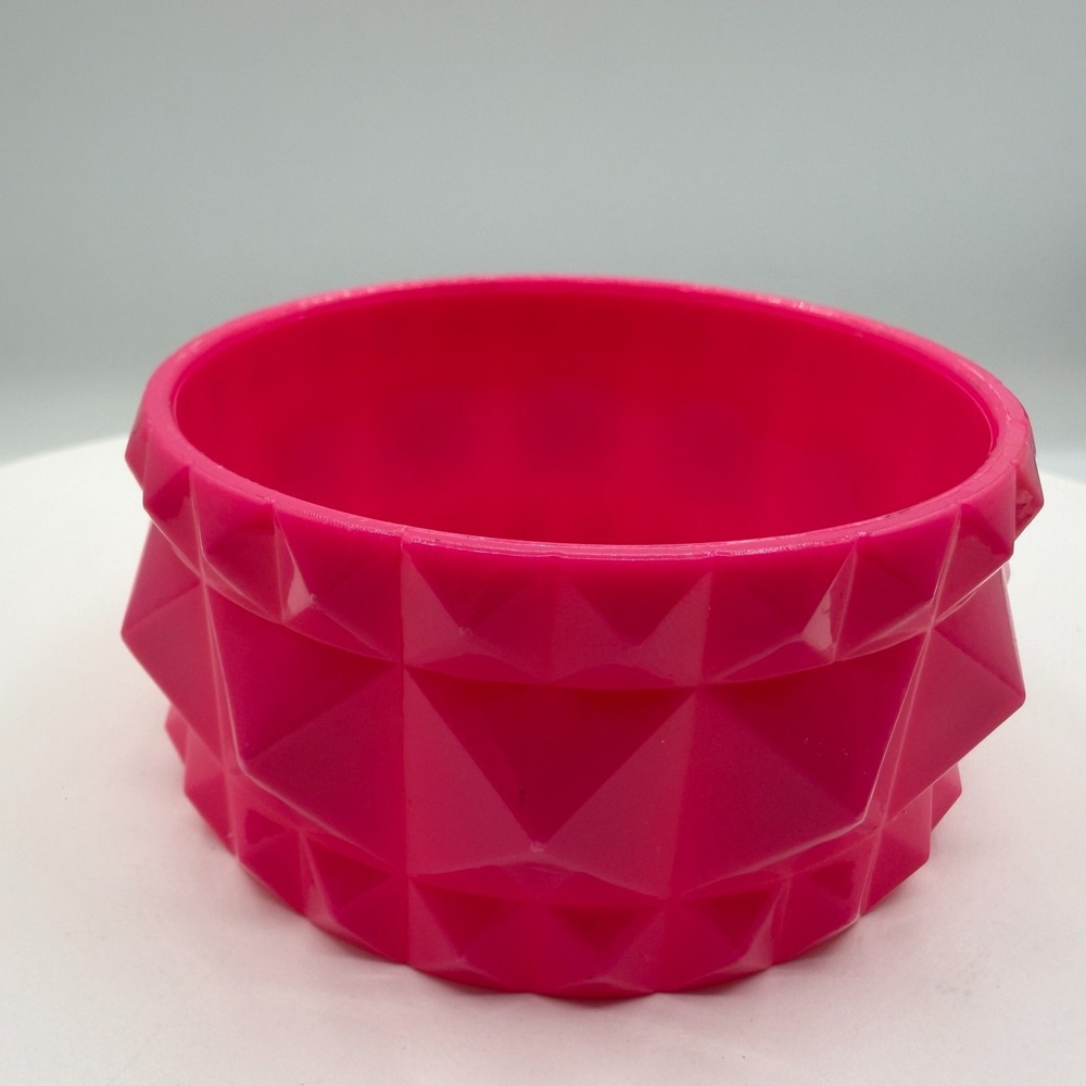 Hot Pink Chunky Bangle Bracelet Pyramid Stud Geometric Statement Retro Y2K Gift